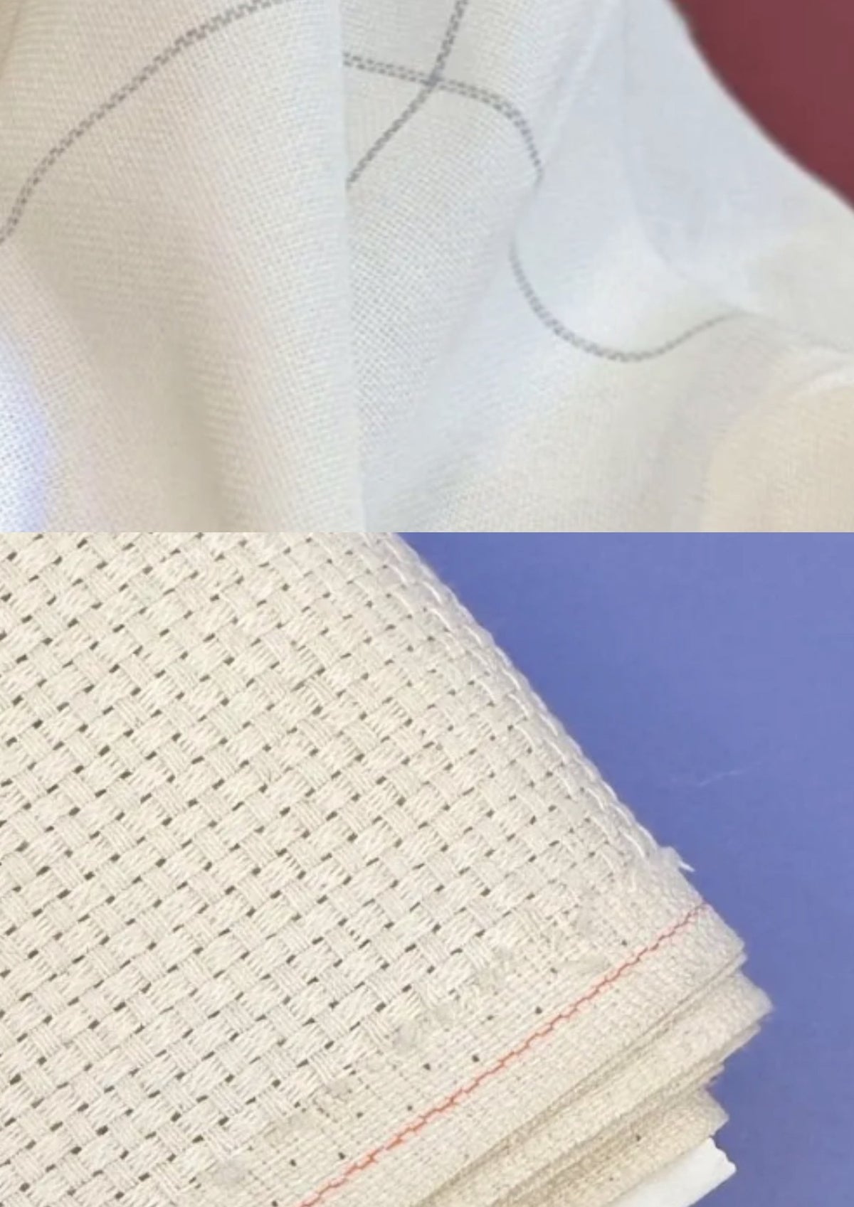 Top part you can see the premium tufting cloth at the bottom part you can see monks cloth
