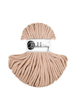 Bobbiny braided cotton cord, 5mm and 100m, in biscuit