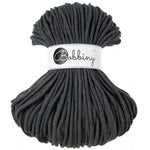 Bobbiny braided cotton cord, 5mm and 100m, in charcoal