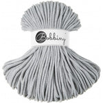 Bobbiny braided cotton cord, 5mm and 100m, in light grey