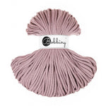 Bobbiny braided cotton cord, 5mm and 100m, in mauve