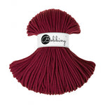 Bobbiny braided cotton cord, 5mm and 100m, in wine red