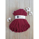 Bobbiny jumbo braided cotton cord, 9mm and 100m, in wine red