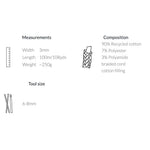 Bobbiny junior braided cotton cord 3mm, colour range overview
