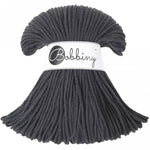 Bobbiny junior braided cotton cord, 3mm and 100m, in charcoal