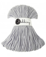 Bobbiny junior braided cotton cord, 3mm and 100m, in light grey