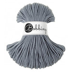 Bobbiny junior braided cotton cord, 3mm and 100m, in steel grey