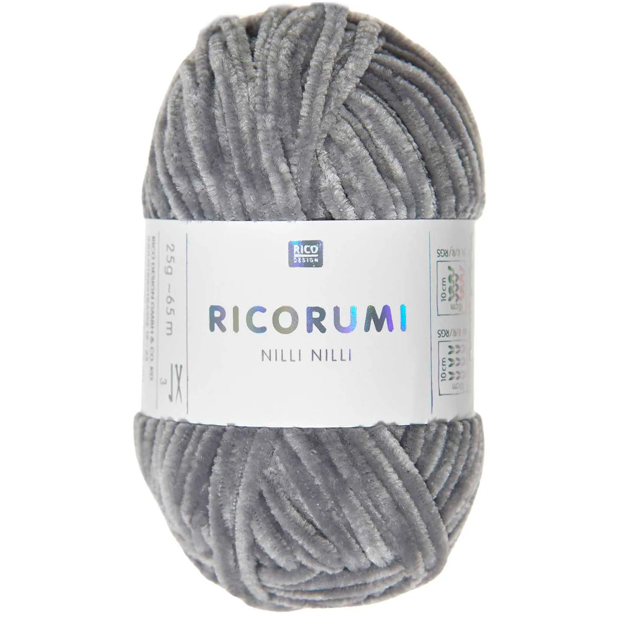Ricorumi chenille yarn in grey, 25g ball by Rico Design