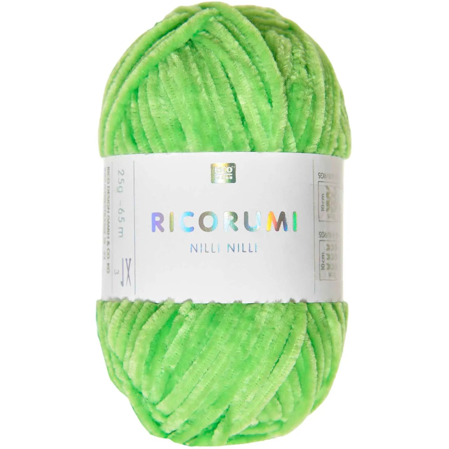 Ricorumi chenille yarn in neon green, 25g ball by Rico Design
