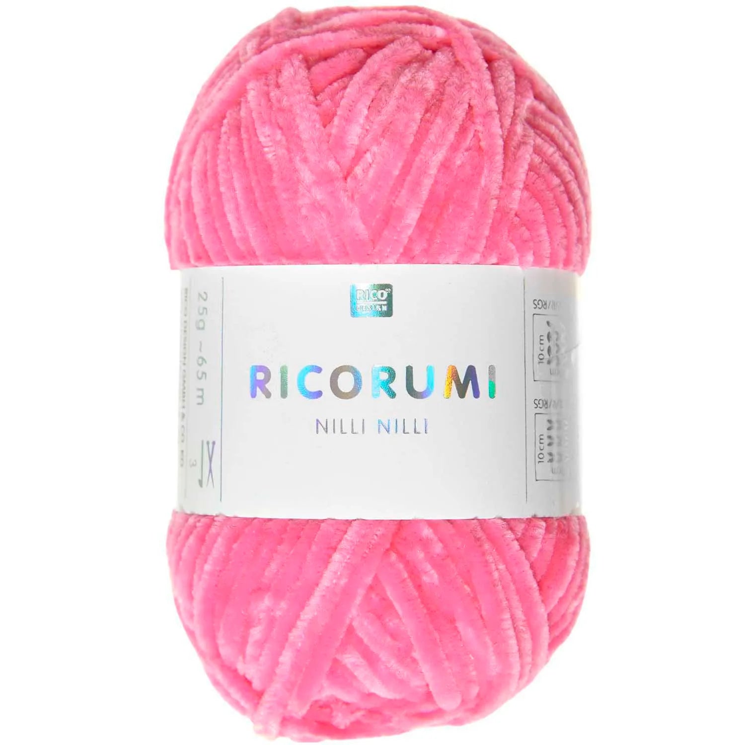 Ricorumi chenille yarn in neon pink, 25g ball by Rico Design
