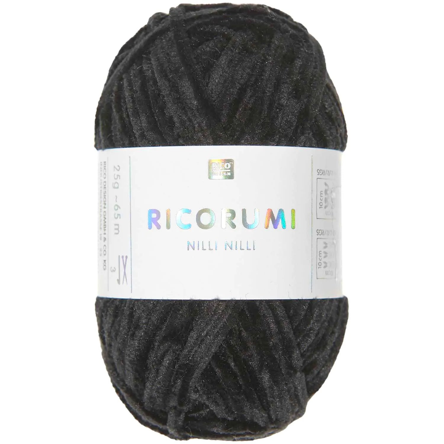 Ricorumi chenille yarn in black, 25g ball by Rico Design