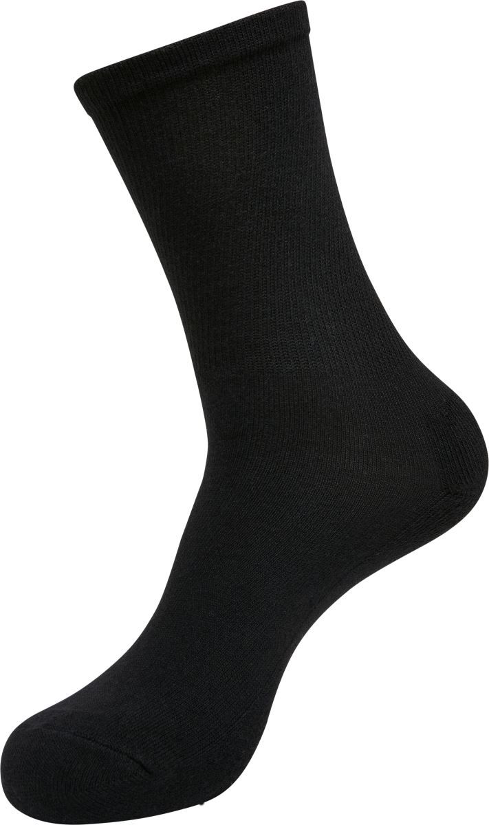 Black Tuftinglove crew socks with wide ribbed cuff and smooth knit texture