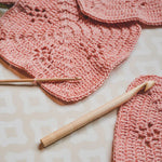 KnitPro beech wood crochet hook in use, 18mm
