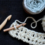 KnitPro beech wood crochet hook in use