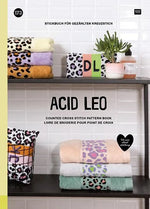 Rico Design Acid Leo embroidery book cover with leopard print cross-stitch patterns on terry towels