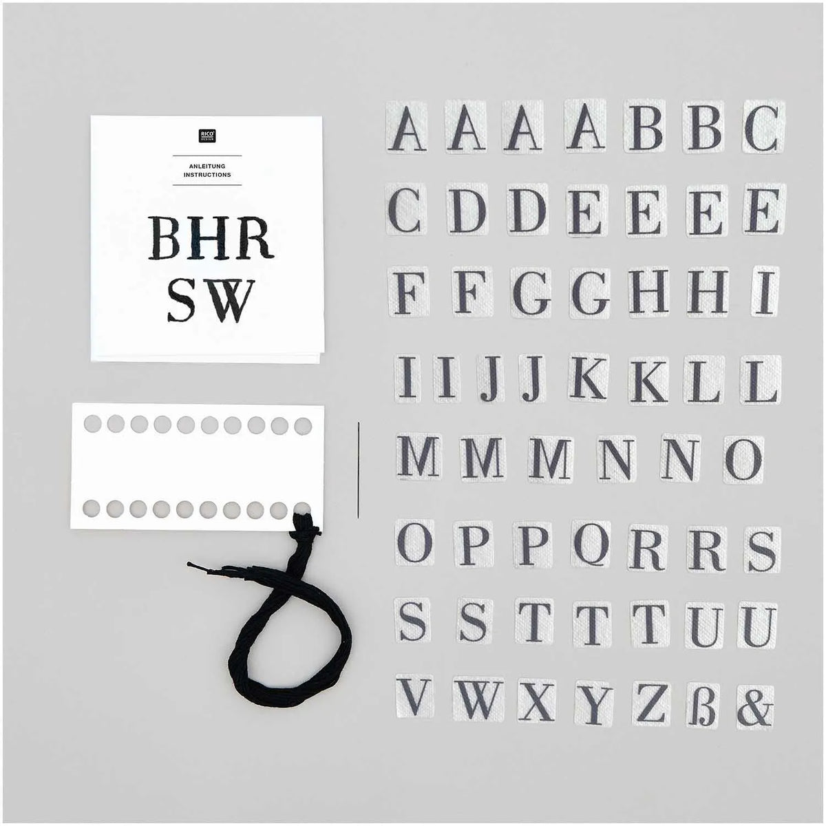 Traced embroidery kit 'Letters with Serifes' by Rico Design