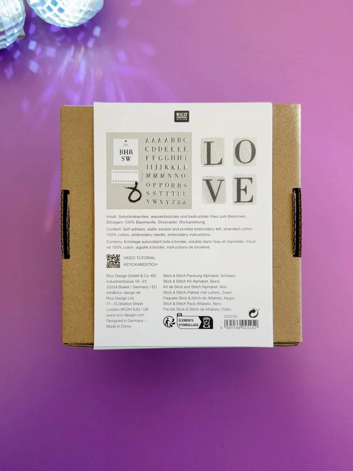 Traced embroidery kit 'Letters with Serifes' by Rico Design