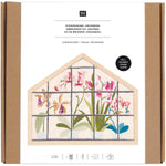 Rico Design Orchids embroidery kit packaging showing included frame and materials