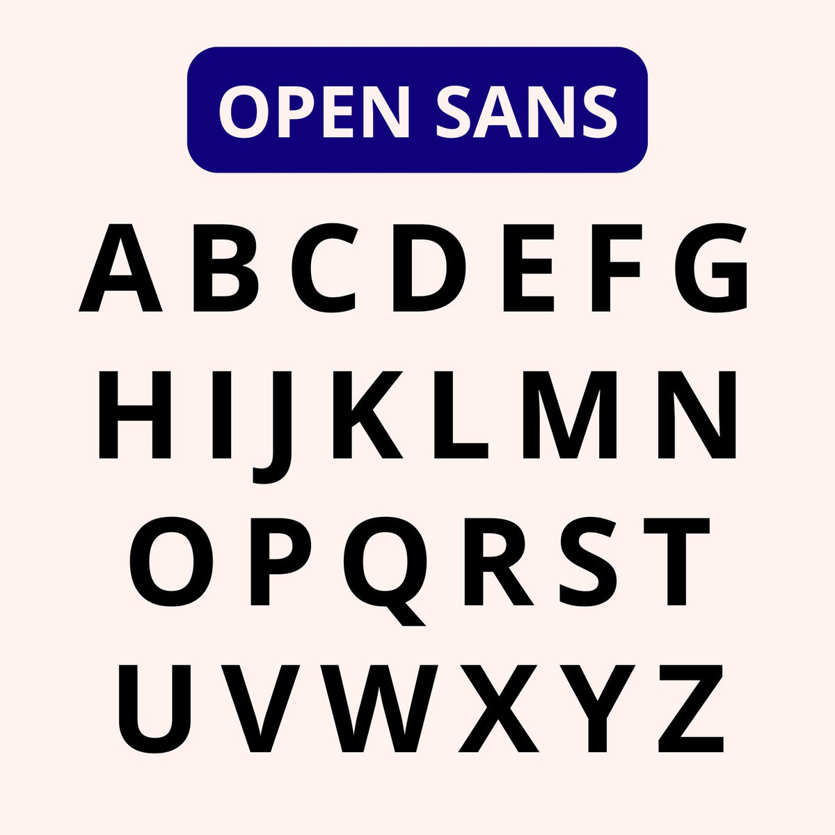 Open Sans uppercase alphabet font specimen sheet