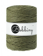 Bobbiny 3-ply macramé rope, 5mm and 100m, in avocado green