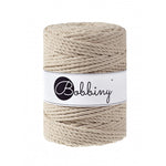 Bobbiny 3-ply macramé rope, 5mm and 100m, in beige