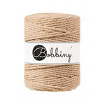 Bobbiny 3-ply macramé rope, 5mm and 100m, in biscuit