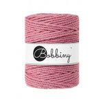 Bobbiny 3-ply macramé rope, 5mm and 100m, in blossom pink