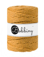 Bobbiny 3-ply macramé rope, 5mm and 100m, in mustard