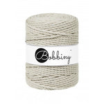 Bobbiny 3-ply macramé rope, 5mm and 100m, in pale olive