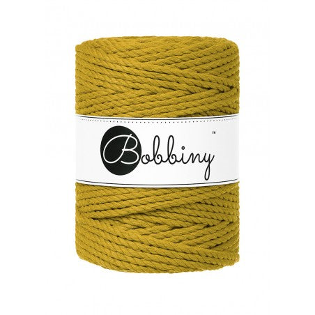 Bobbiny 3-ply macramé rope, 5mm and 100m, in spicy yellow