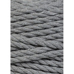 Bobbiny 3-ply macramé rope, 5mm and 100m, in stone grey