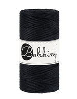 Bobbiny Makramee-Baumwollkordel, 3mm und 100m, in Schwarz