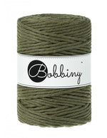 Bobbiny macramé cotton cord, 5mm and 100m, in avocado green