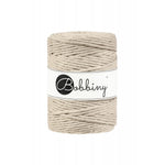 Beige cotton macrame cord single-twist texture close-up