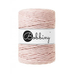 Bobbiny macramé cotton cord, 5mm and 100m, in pastel pink
