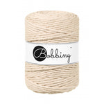 Bobbiny macramé cotton cord, 5mm and 100m, in warm beige