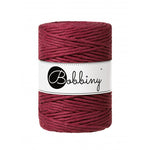 Bobbiny macramé cotton cord, 5mm and 100m, in wine red