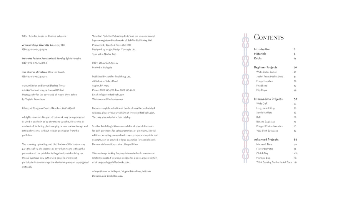 Macrame Couture - 17 embellishement projects - Gwenael Petiot - Schiifer Publishing