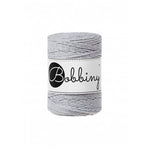 Bobbiny macramé rope, 1.5mm and 100m, in light grey
