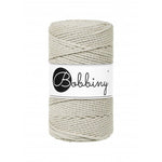 Bobbiny 3-ply macramé rope, 3mm and 100m, in pale olive