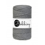 Bobbiny 3-ply macramé rope, 3mm and 100m, in stone grey