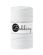 Bobbiny 3-ply macramé rope, 3mm and 100m, in white