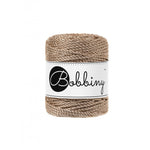 Bobbiny metallic macrame rope in champagne, 3mm 50m