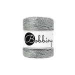 Bobbiny metallic macrame rope in silver, 3mm