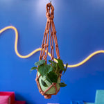 Chunky macrame plant hanger knot detail