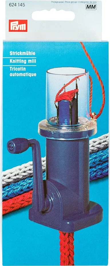 Prym Mini Knitting Mill packaging with sample knitted tubes
