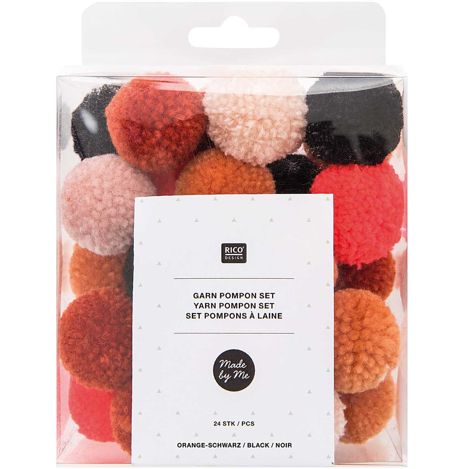 Rico Design pom-pom set of 24 in orange and black