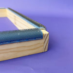 Punch needle frame detail, 40x40cm wooden corner