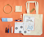 Punch Needle Set Blümchen Tasche with organic cotton tote, fine punch needle, yarn, and embroidery hoop