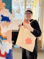 Punch needle flower tote bag product showcase